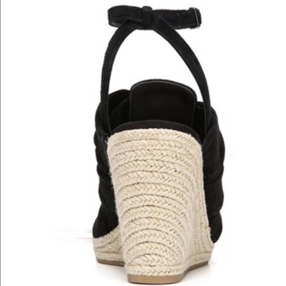 Sam Edelman Awan Black Suede Espadrille Wedge Slingback Sandals Size 8.5 EUC - Picture 3 of 12